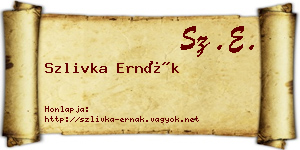 Szlivka Ernák névjegykártya